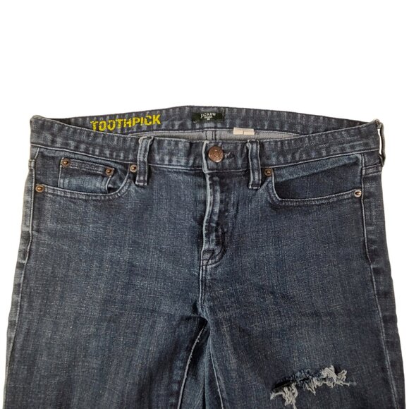 J. Crew Jeans Womens 31 34x31 Low Rise Toothpick Ankle Dark Wash Blue - Picture 6 of 14